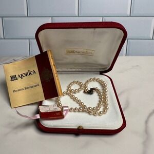 Vintage Majorica White Pearl Necklace Original Box & Paperwork